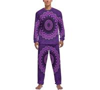 JZemdybill Set pigiama da uomo Aurora Starry Sky Space Starry Night Sky da uomo, pigiama a maniche lunghe e pantaloni, Mandala viola., M