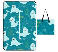 JZemdybill Tappetino da picnic con cerniera, simpatica coperta da picnic con guarnizione, tappeti per esterni, 150 cm x 100 cm