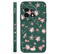 JZFDCLF Custodia per telefono con profumo floreale per OnePlus 12 12R 11 11R 10 10R 10T 9R 9RT 9 8T 8 7 7T Pro 5G, cover in silicone liquido, verde scuro, per OnePlus 10 Pro
