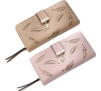 JZFOACHR 2 pezzi Titolo della carta Borsa Foglie cavate BASSE CARTE LUNGO Portafoglio Tendercero Card per donne - Khaki + Pink, ICFDNDDKNUS -B0BY2F4FCV, classico, un colore, una taglia, classica