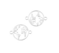 JZFOACHR 30pcs Silver Color World Map Charms Earth Connector Connector Ciondolo Che Produce Bracciale Oreger Bracciale Accessori 17x23mm A3150 Regalo Creativo alla Moda di Moda