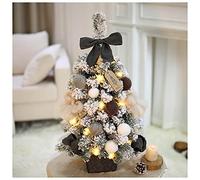JZFOACHR Albero di Natale del Desktop Artificiale, Mini Albero di Natale, Albero di Natale Pre -Illuminato da 60 cm, affollamento di crittografia, con luci a LED e pentole di Fiori in Feltro