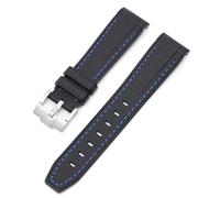JZFOACHR Banda di guardia in gomma impermeabile adattarsi alla fascia di orologi 20mm Accessori per orologi con fibbia pieghevole per banda di guardia per uomo Wine Watchband (colore: linea blu nera,