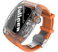 JZFOACHR Bracciale de Montre de Sport Fluorobber + Kit de Modification de Boîtier Transparent Pour 8 7 6 SE 5 4 44 mm 45 mm Serie