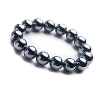 JZFOACHR Bracciale ematite in onda terahertz genuina bracciale ad allungamento rotondo grande 14 mm