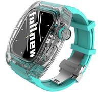 JZFOACHR Bracciale orologio sportivo fluororubber + kit di modifica dell'alloggiamento trasparente per 8 7 6 SE 5 4 44 mm 45 mm Serie