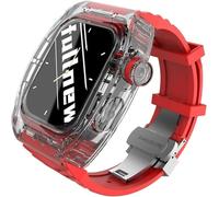 JZFOACHR Bracciale orologio sportivo fluororubber + kit di modifica dell'alloggiamento trasparente per 8 7 6 SE 5 4 44 mm 45 mm Serie