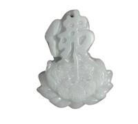 JZFOACHR Ciondolo di Giada birmana Naturale/Ciondolo di Loto con Personaggio di Buddha di Smeraldo/Amuleto Reiki per Uomini e Donne/Regali di Compleanno, Natale, San Valentino