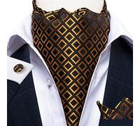 JZFOACHR Controllo d'oro Black Vintage Vintage Silk Cravat Cravat Tie Scrunch Men Wedding Formale Self Tieta Pocket Set Quadrato