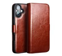 JZFOACHR Custodia a ribalta per iPhone 16 Pro Max/16 Pro/16 Plus/16, Copertura in pelle vera con slot per carte e copertina del portafoglio ammortizzante, nero, 16 Pro Max