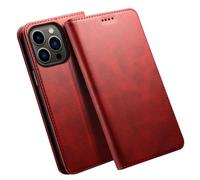 JZFOACHR Custodia per il portafoglio per iPhone 16 Pro Max/16 Pro/16 Plus/16, Titolo della carta di credito Magnetic Flip Chiavi in pelle Flip Cover, rosso, 16