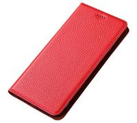 JZFOACHR iPhone 16 pro max/16 pro/16 plus/16 plus/16 custodia, vera fila in pelle con slot di carte e supporto, portafoglio anti-scratch, rosso, 16 Pro Max