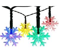 JZFOACHR Luci da Fata all'aperto, 30 LED Snowflake LED 21ft 6,5 m Luci a Corda Solare da Giardino Multi-Color Outside Christmas Lighting Decorazioni di San Valentino per Il Patio, Festa