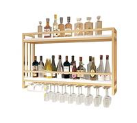 JZFOACHR Porta di vino a parete a parete scaffali galleggianti, smero di stoccaggio del vino, scaffale in metallo e bottiglia di vino in legno con portafunga multifunzionale (oro-100x20x61cm)