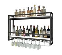 JZFOACHR Porta di vino a parete a parete scaffali galleggianti, smero di stoccaggio del vino, scaffale in metallo e bottiglia di vino in legno con portafunga multifunzionale (oro-100x20x61cm)