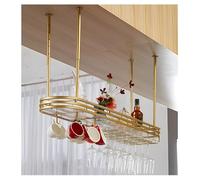 JZFOACHR Porta in vetro di vino sospeso in metallo, organizzatore del supporto per vino, porta in vetro di vino semplice, per arredamento per arredamento per barre da cucina (oro 80x25cm)