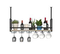 JZFOACHR Portabola da vino a soffitto rustico Montate con guardrail, griglia di bicchiere di vino a sospensione, ripiani di vino a portata di bottiglia, per scaffali galleggianti, per bar Kitche