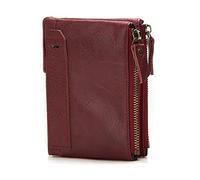 JZFOACHR Portacnici in pelle per uomini con doppia cerniera con cerniera a grande capacità Mens Crefold Credit Creed Wallet Docket con cerniera, portafoglio di cuoio Walletsgenuine, (blu scuro)