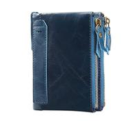 JZFOACHR Portacnici in pelle per uomini con doppia cerniera con cerniera a grande capacità Mens Crefold Credit Creed Wallet Docket con cerniera, portafoglio di cuoio Walletsgenuine, (blu scuro)