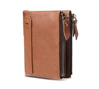 JZFOACHR Portacnici in pelle per uomini con doppia cerniera con cerniera a grande capacità Mens Crefold Credit Creed Wallet Docket con cerniera, portafoglio di cuoio Walletsgenuine, (blu scuro)