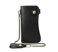 JZFOACHR Portafoglio a Catena in Pelle Vintage da Uomo in Pelle Vera in Pelle Vera elimina del Portafoglio Lungo Portata a Portata di Carta Zipper ， a-Uno di Dimensioni