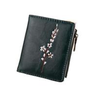 JZFOACHR Portafoglio corto ricamato di Newwomen Porta di carte in pelle PU HASP con cerniera hasp pieghevole sacca per blossfoni plums borsetta moneta da donna, bagagli (B)