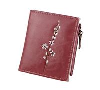 JZFOACHR Portafoglio corto ricamato di Newwomen Porta di carte in pelle PU HASP con cerniera hasp pieghevole sacca per blossfoni plums borsetta moneta da donna, bagagli (B)