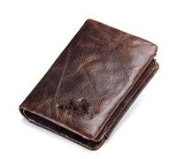 JZFOACHR Portafoglio maschile , portafoglio retrò a tre volte in pelle , marrone-10x13x2cm