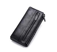 JZFOACHR Portafoglio maschile , uomini in pelle PU SOLID LUNGO PUNSO PULE ALLA SCHEDA SCHETTO CARD , Black-19x9.5x3cm