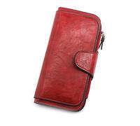 JZFOACHR Portafoglio, portafoglio femminile fatto di portafogli in pelle a tre volte la borsa di moneta femminile da donna vintage borse per il cellulare (E 19 * 10 * 2cm)
