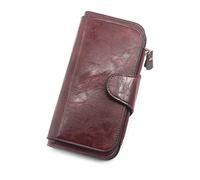 JZFOACHR Portafoglio, portafoglio femminile fatto di portafogli in pelle a tre volte la borsa di moneta femminile da donna vintage borse per il cellulare (E 19 * 10 * 2cm)