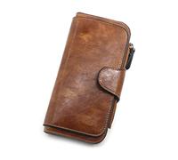 JZFOACHR Portafoglio, portafoglio femminile fatto di portafogli in pelle a tre volte la borsa di moneta femminile da donna vintage borse per il cellulare (E 19 * 10 * 2cm)