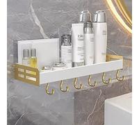 JZFOACHR Scaffale per bagno Piena di stoccaggio Appedisci Scaffali galleggianti per caddy Scaffali di shampoo cosmetico per ripiani da cucina montati a parete con asciugamano a portata di spezia