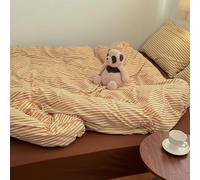 JZFOACHR Set Copripiumino a Righe 3 Pezzi Set Biancheria da Letto a Strisce Gialle Marroni Set Biancheria da Letto Vintage Copripiumino con Chiusura a Cerniera, per Tutte Le Stagioni Pollici 2