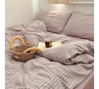 JZFOACHR Set Copripiumino a Righe 3 Pezzi Set Biancheria da Letto a Strisce Gialle Marroni Set Biancheria da Letto Vintage Copripiumino con Chiusura a Cerniera, per Tutte Le Stagioni Pollici 2
