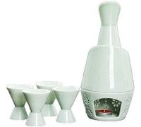 JZFOACHR Set di Sake Sake Set 7 Pezzi Set di Sake, Bicchieri di Vino Celadon Set con pentola e Cottura a lume di Candela, Set da Servizio di Sake, per Freddi/Caldi/Shochu/tè, Set di Sake