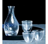 JZFOACHR Set di Sake, Tazze di Decanter in Vetro Smerigliato, Bottiglia da 290 mlsake e 4 Tazze di Sake Set di Bicchieri per Un Servizio Caldo/Freddo
