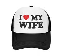 JZGESOM Personalizzato Classico Unisex Amo Mia Moglie Cappello da Camionista Cappellino da Baseball Regolabile per Adulti per Uomo Donna Cappellino da Camionista All'aperto