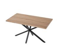 JZGORC Tavolo rettangolare MDF metallo nero, soggiorno/cucina, 140x78x77 cm, rovere chiaro