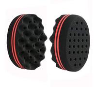Jzhen 2Pcs Afro Curl Sponge Afro Twist,Doppia-Superficie Capelli Spugna Curl Sponge Negro Capelli Mossi(Nero)