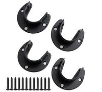 Jzhen 4 Pezzi Asta Armadio Supporto,Supporto per Asta Armadio in Acciaio Inox,Forma di U Asta Guardaroba Supporti Presa per Asta Tenda Doccia Supporto con Viti,Nero,25 mm