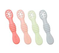 Jzhen 4 Pezzi Cucchiaio in Silicone per Bambini,Cucchiaio in Silicone Senza BPA, Cucchiaio da Addestramento per L'alimentazione del Bambino,per Neonati e Bambini dai 4 Mesi in su