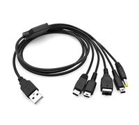 JZK 1,2 m Cavo di ricarica USB 5-in-1 per console per Nintendo & per PSP | Cavo caricabatterie multi-console, Per Nintendo DS Lite/NDS/New 3DS XL/3DS XL/2DS/DSi XL/Wii U/GBA SP, Per PSP 1000/2000/3000