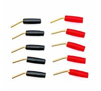 JZK 10 pezzi nero e rosso 2 mm spina a banana pin a vite, spina a banana con perno obliquo, adattatore per cavo audio placcato oro 2 mm