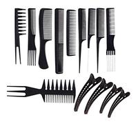 JZK 10 x Pettini antistatici diversi set pettini professionali per parrucchieri parrucchiera + 4 x fermagli per capelli, pettine professionale per capelli barbiere acconciature, nero