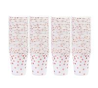 JZK 100 bicchieri di carta usa e getta a pois color oro rosa, 255 ml, per Natale, matrimonio, anniversario, festa di compleanno