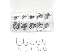 JZK 100 ganci assortiti misura 3 4 5 6 7 8 9 10 11 12, ami da pesca in acciaio al carbonio con occhi, piccoli ami da pesca con barba, ami da pesca a cerchio con scatola di plastica