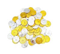 JZK 100 x Monete d'Argento e d'oro in plastica finte Monete Pirata Caccia al Tesoro Giocattoli per Bambini Festa bomboniere Feste per Halloween/Natale/Festa di Compleanno per Bambini