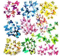 JZK 120 x 3D Plastica magnetica farfalla con magnete e adesivo per decorazione della parete, artigianato arte e festa decorazioni, 3D farfalla adesivi murali per camera ufficio giardino decorazione