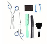 JZK 1x set di forbici professionali per taglio di capelli, kit di forbici per parrucchiere da 9 pezzi, forbici e pettine da barbiere per parrucchiere in acciaio inossidabile